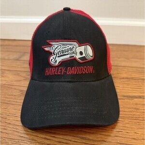 Genuine Harley-Davidson Piston Two-Tone Red & Black Flex Fit Structured Hat Cap